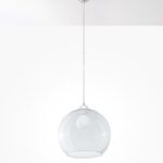 Lampa wisząca z okrągłym transparentnym kloszem