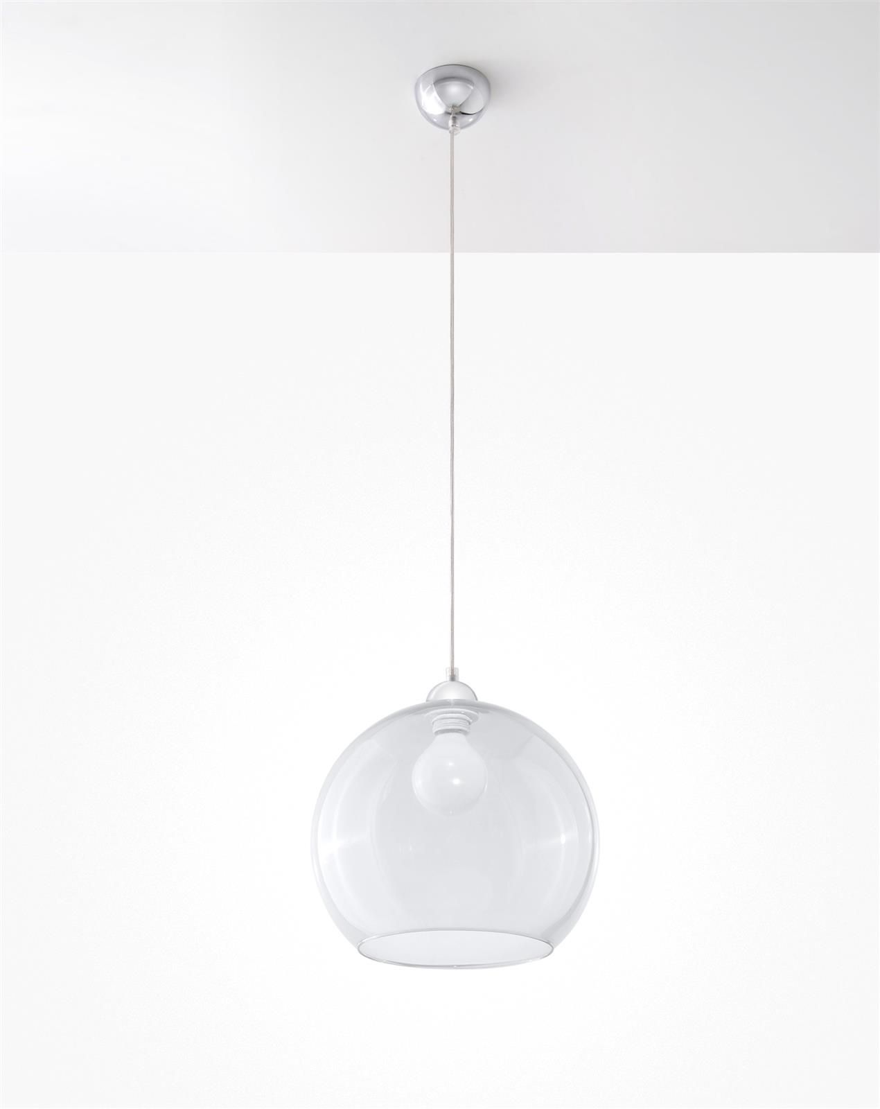 Lampa wisząca z okrągłym transparentnym kloszem