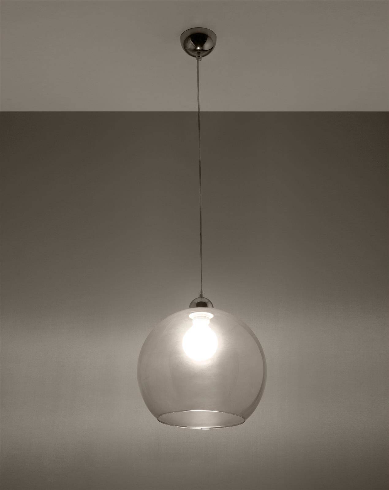 Lampa wisząca ze szklanym transparentnym kloszem