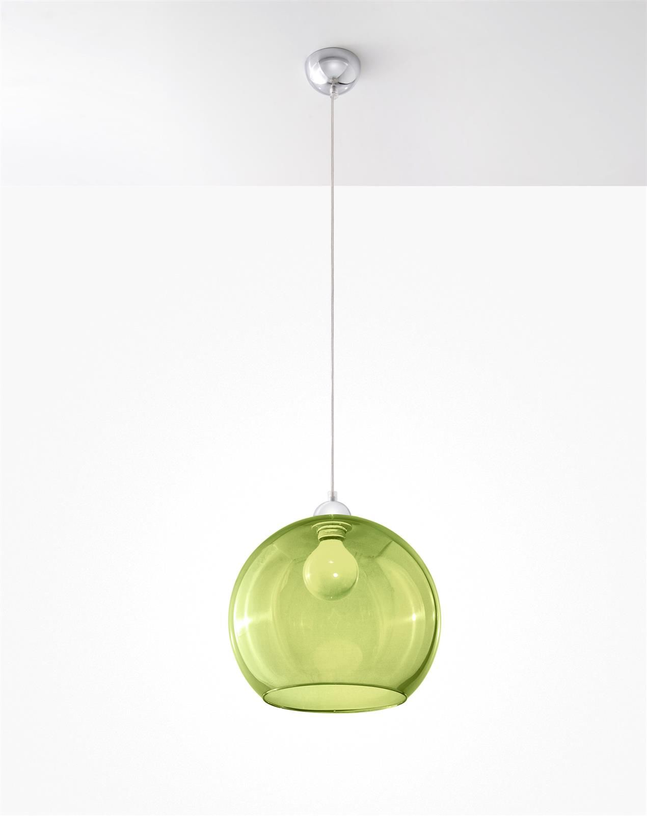 Lampa wisząca ze szklanym zielonym kloszem