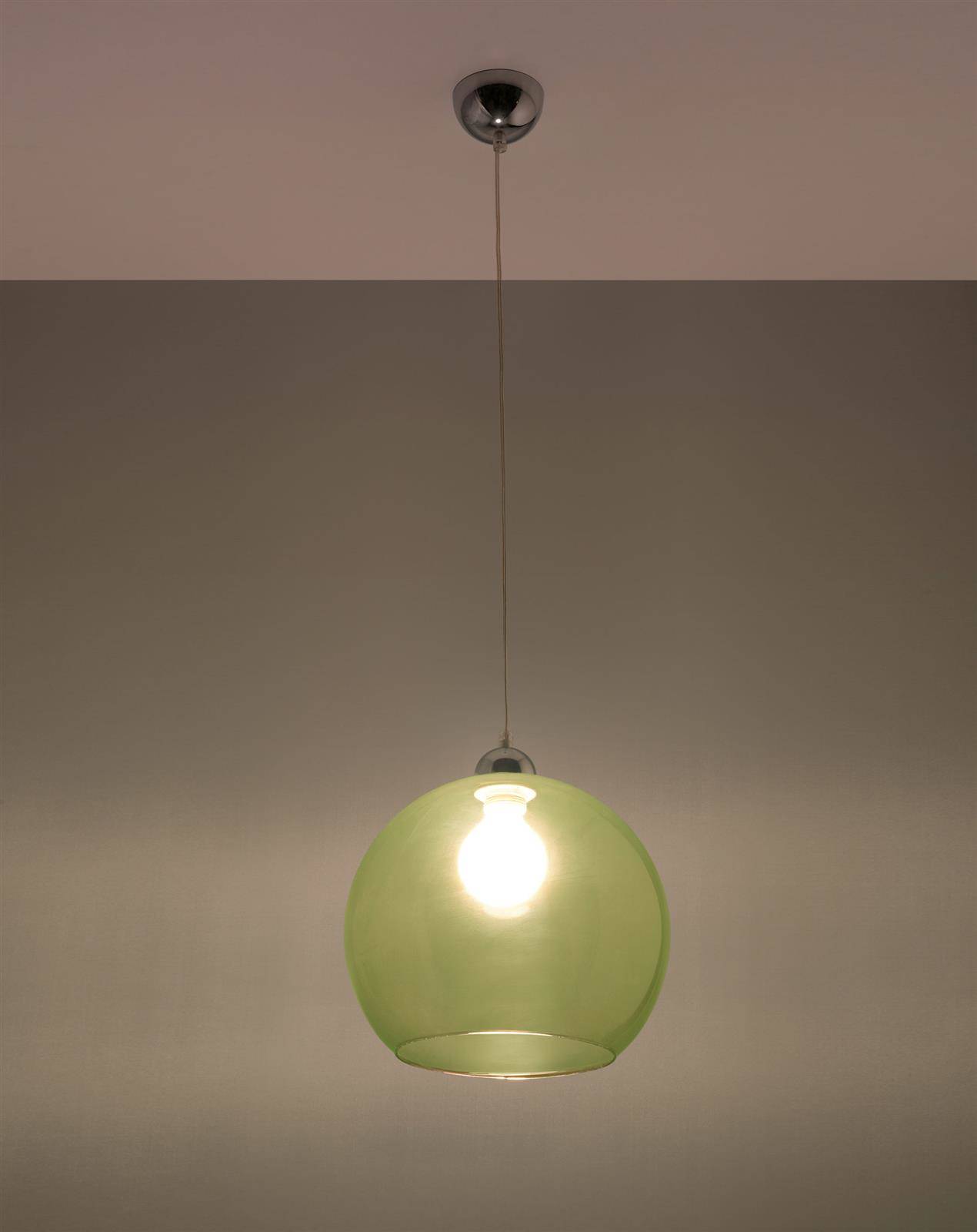 Lampa wisząca z zielonym transparentnym kloszem
