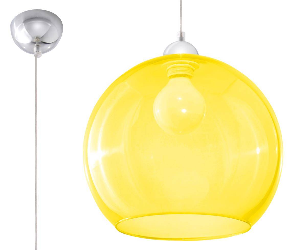 Lampa ze szklanym okrągłym żółtym kloszem