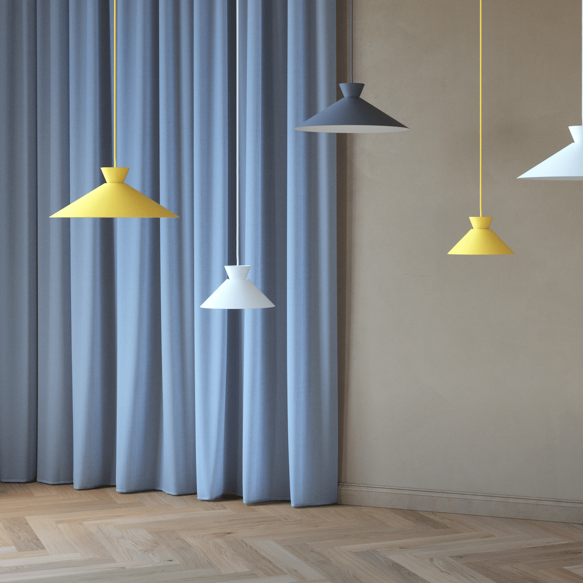 Lampy kolorowe w kształcie stożka