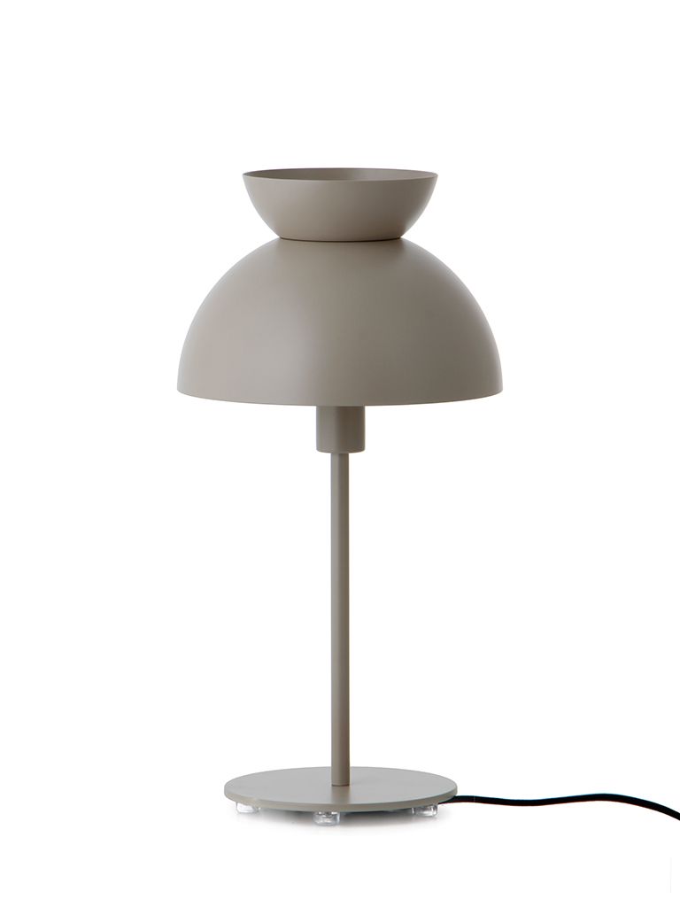 Lampa stołowa w kolorze szarobeżowym z przewodem