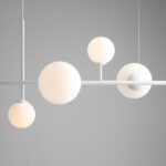 Nowoczesna lampa wisząca Dione 6 - biała podłużna - 1