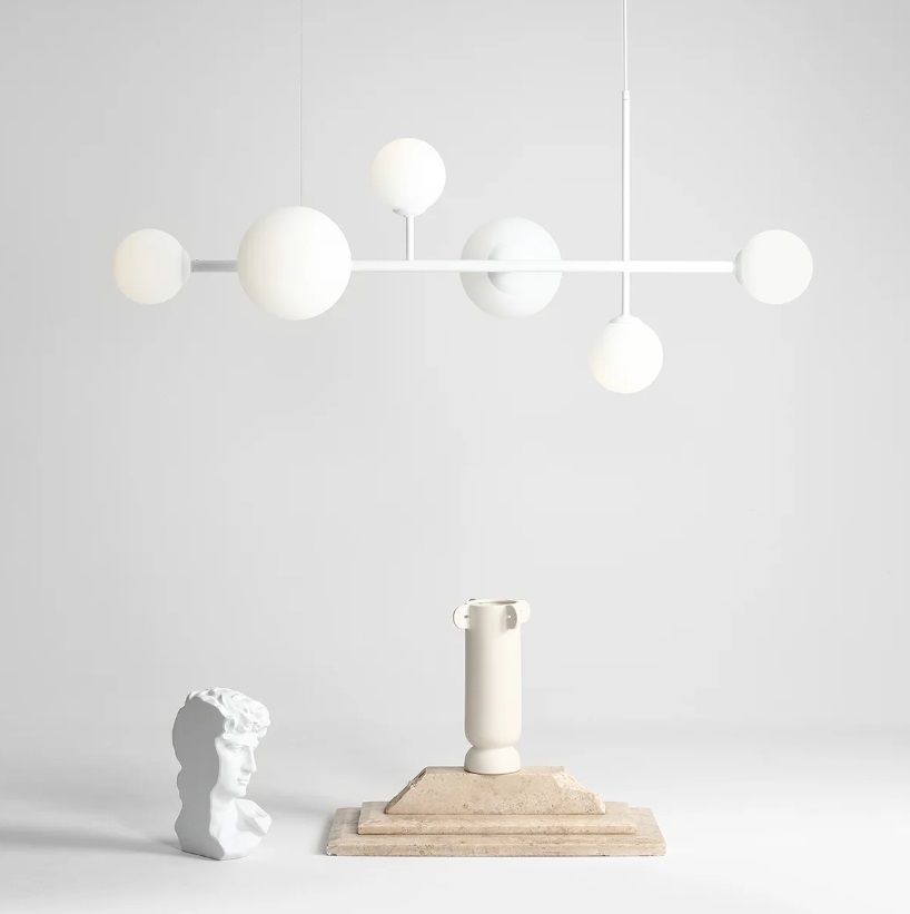 Nowoczesna lampa wisząca kule Dione - biała nad stół