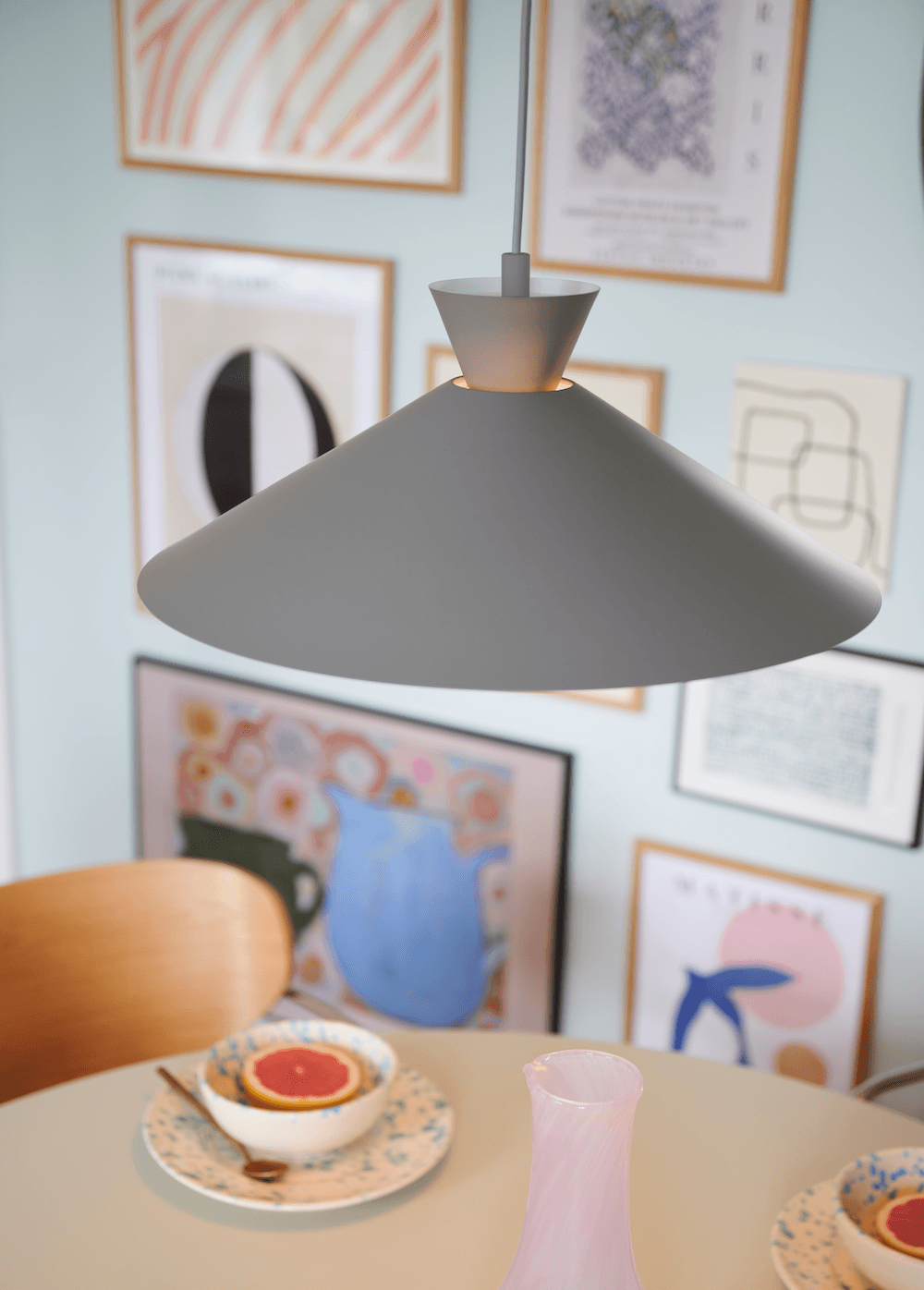 Szara lampa nad stół - nowoczesna