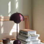 Lampa stołowa fioletowa w połysku