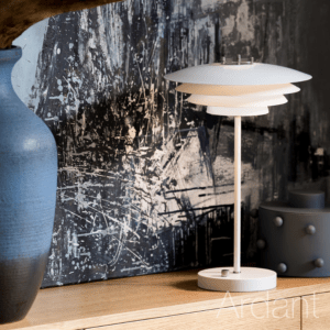 SALE! Biała lampa stołowa Bretagne - włącznik w podstawie