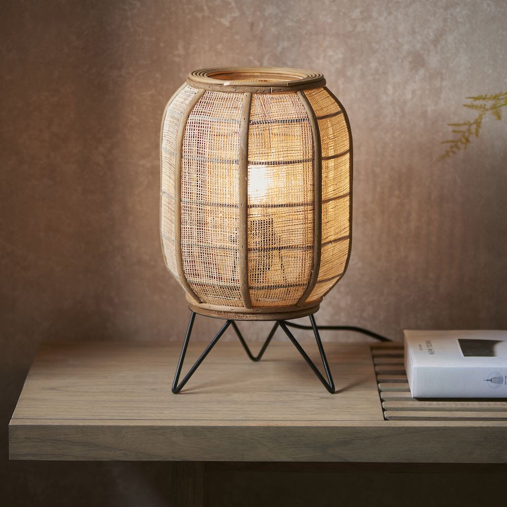 Lampa stołowa Zaire - plecionka z lnu i bambusa