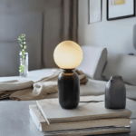 Lampa stołowa na półkę do sypialni - czarna Notti