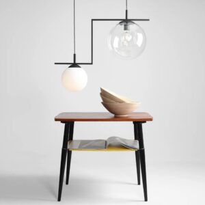 Oryginalna czarna lampa wisząca Zac - szklane klosze