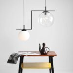 Oryginalna czarna lampa wisząca nad stół Zac - szklane klosze