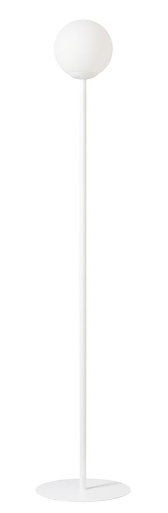 Biała lampa podłogowa Pinne - szklany klosz