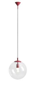 Lampa wisząca Globe Red Wine - duży, transparentny klosz