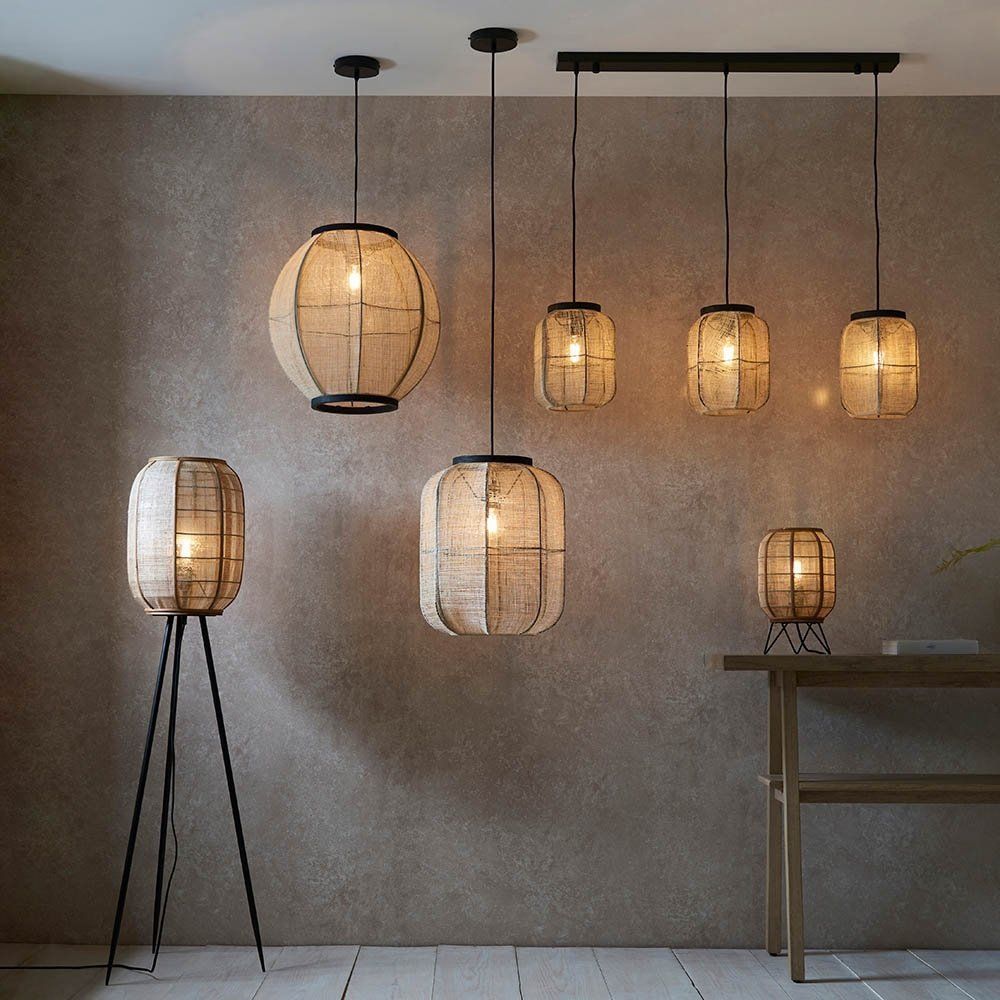lampy w stylu japandi lniane abażury