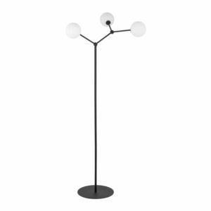 Czarna lampa podłogowa kula - Fairy - szklane klosze