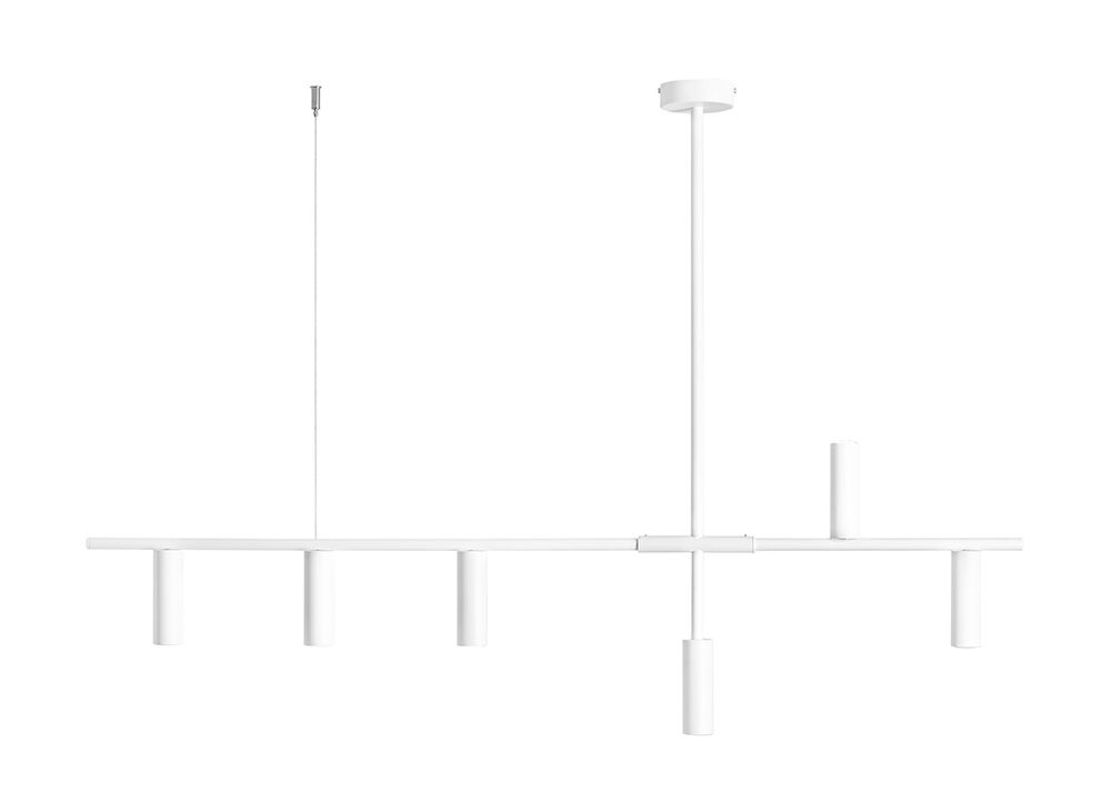 Podłużna biała lampa wisząca TREVO 6 - biała LED