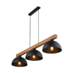 Drewniana lampa wisząca Oslo - czarna 3-klosze