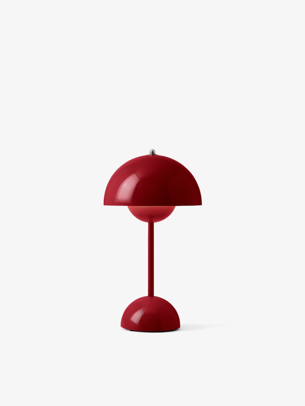 Lampa stołowa czerwona z kloszem metalowym