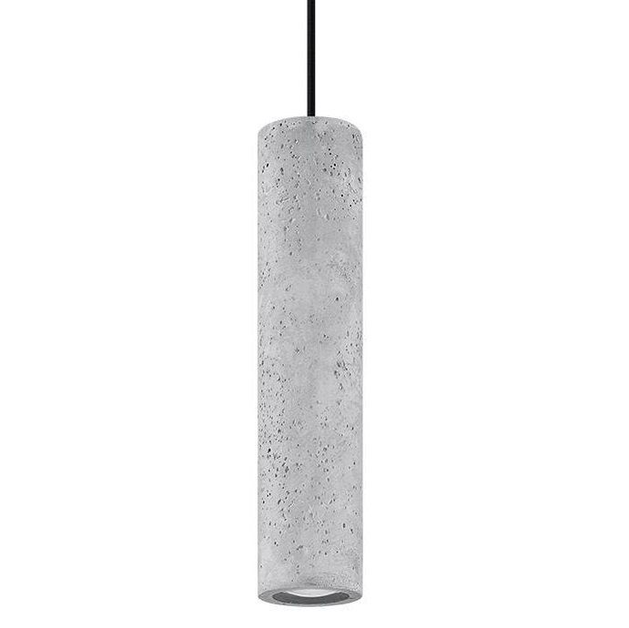 szara lampa wisząca z betonowym kloszem