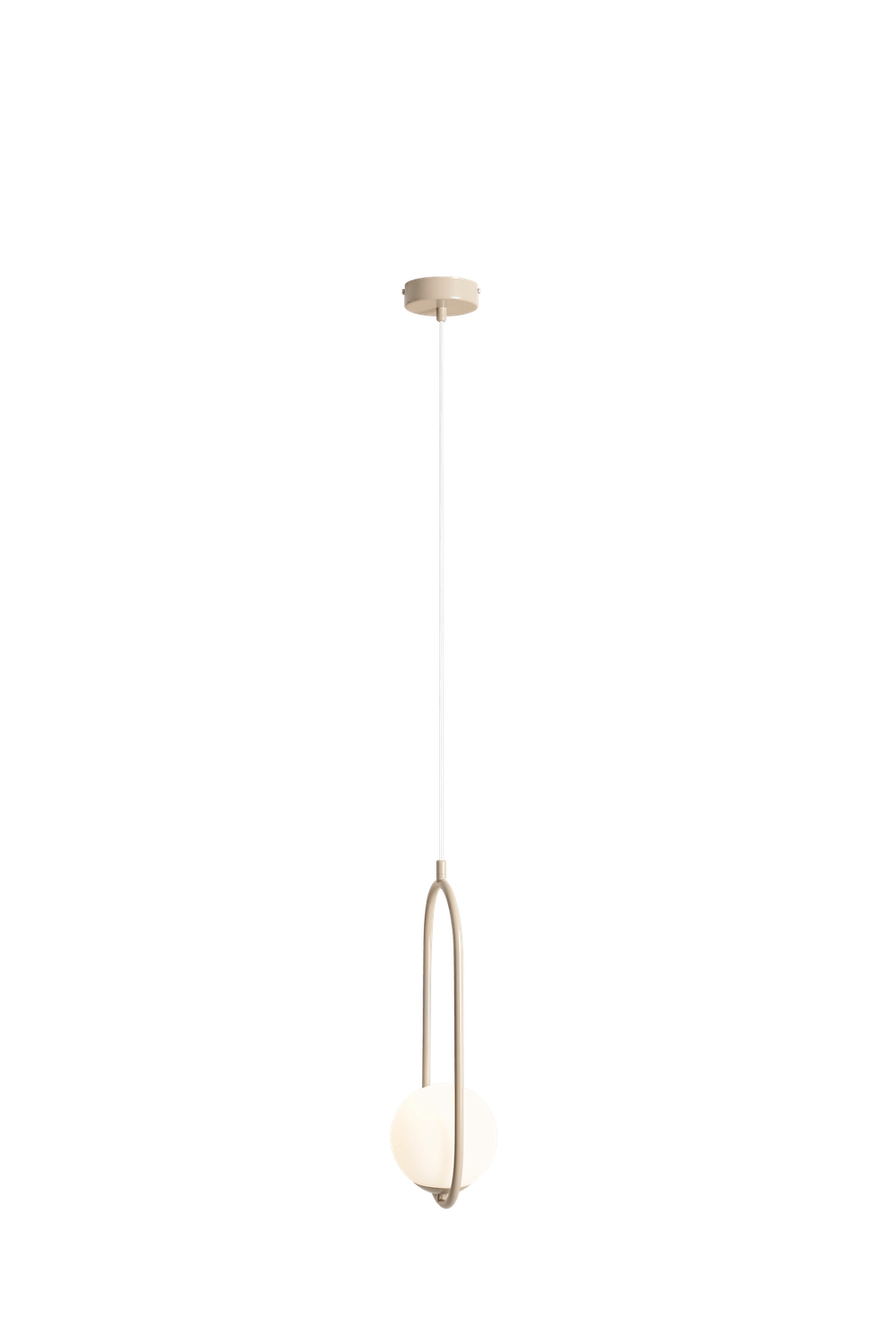 Biała kula - beżowa lampa do sypialni