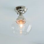 srebrna lampa sufitowa połysk - transparentne szkło