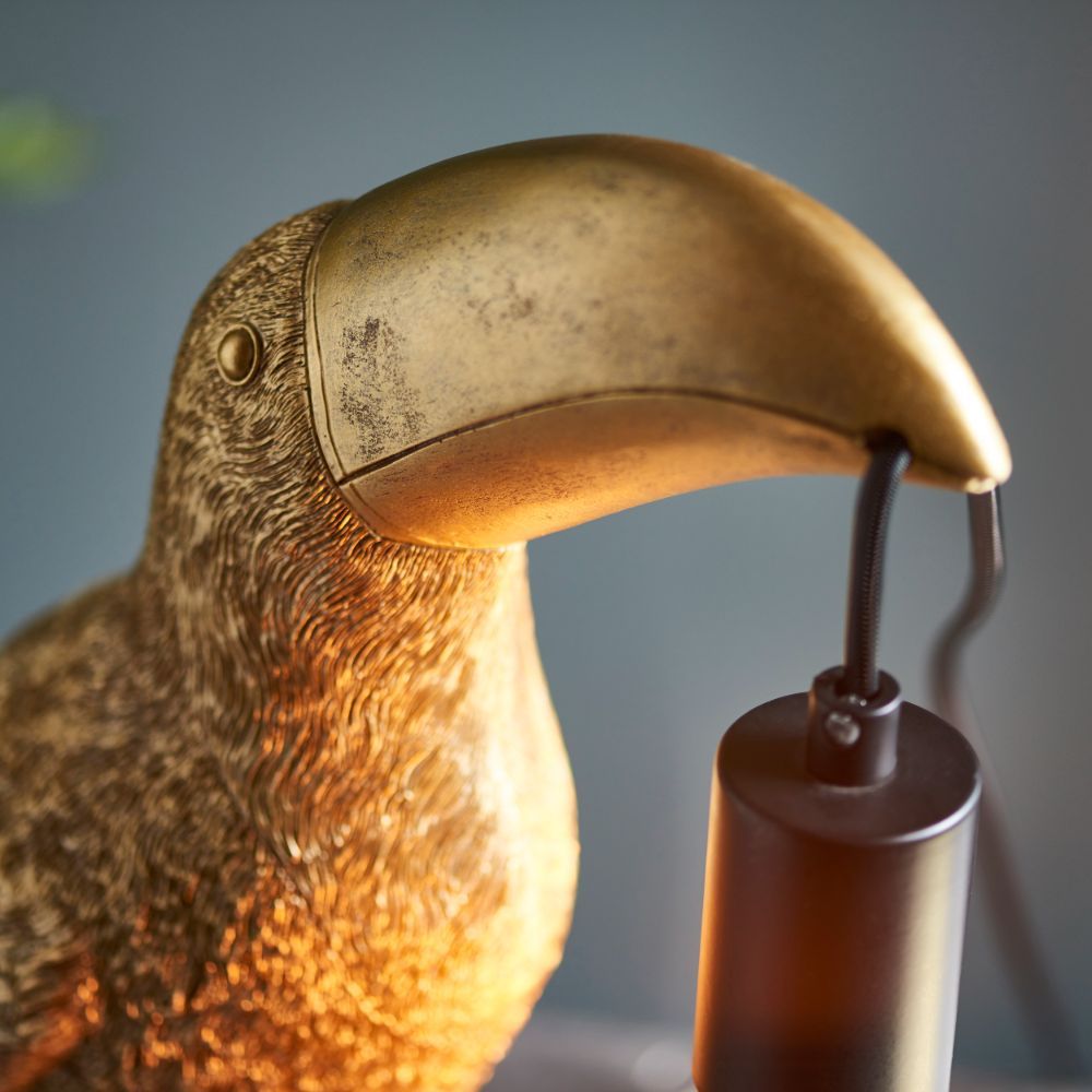 złoty tukan zabawna lampa do salonu