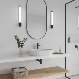 Kinkiet nowoczesny do łazienki obok lustra Malaika 49 - czarny, LED, IP44, aluminiowy