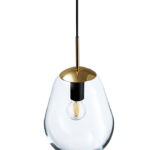 Szklana lampa art deco Pear S - złote detale