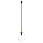Szklana lampa wisząca Pear S - złote detale