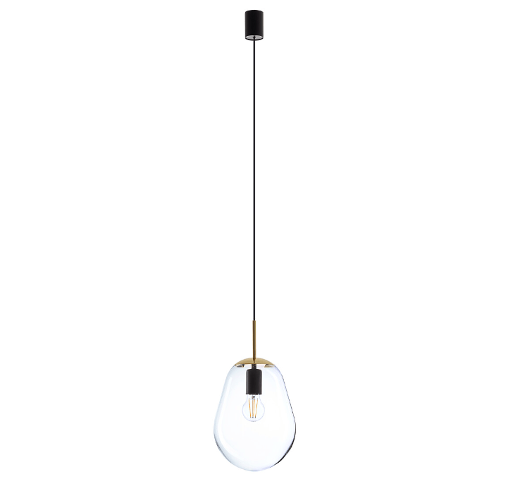 Szklana lampa wisząca Pear S - złote detale