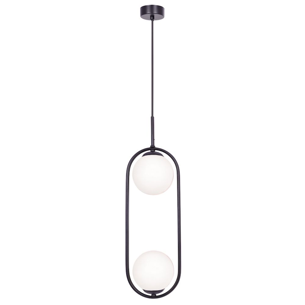 K-5101_Parva - czarna lampa wisząca do salonu - białe kule