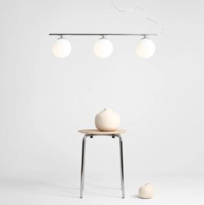 Srebrna lampa wisząca Beryl - 3 szklane kule