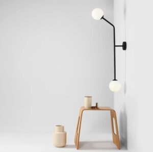 Czarny kinkiet / lampa sufitowa Pure vertical - 2 szklane klosze