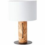 Jimena - lampa drewniana stołowa z białym abażurem