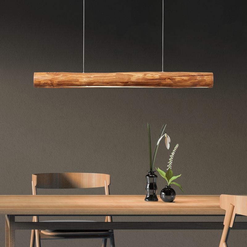 Odun - drewniana podłużna lampa wisząca nad stół
