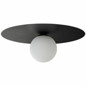 Lampa sufitowa / kinkiet Zon - czarny dysk z białą kulą
