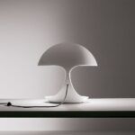 biała lampa stołowa nowoczesna z kablem