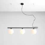 Czarna lampa wisząca do salonu Beryl - 3 białe kule