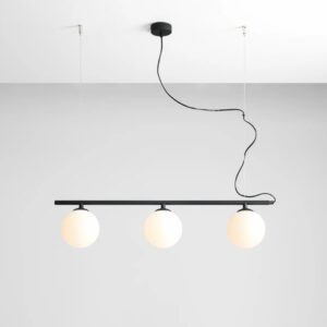 Czarna lampa wisząca do salonu Beryl - 3 białe kule