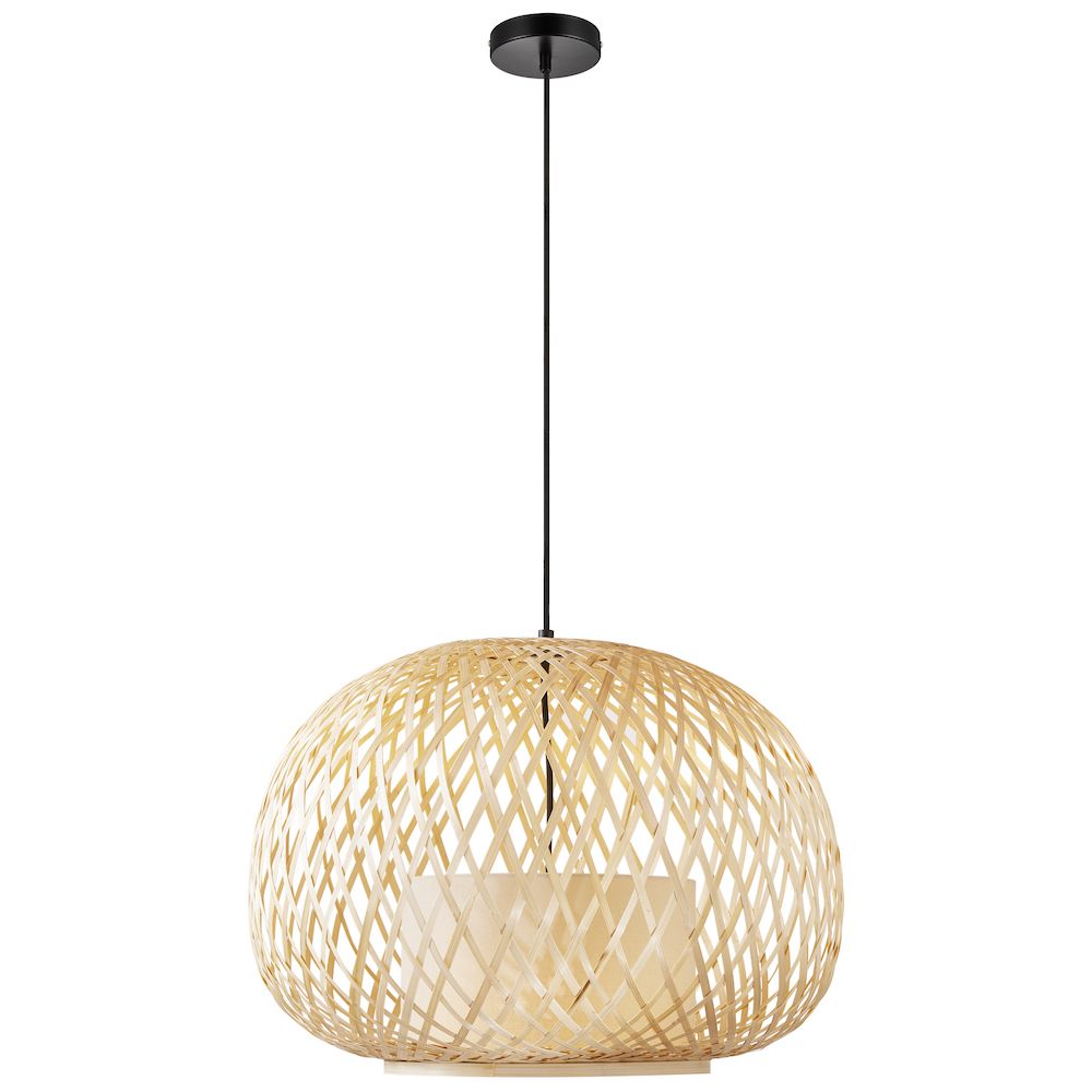 Lampa wisząca z bambusowym kloszem
