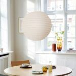 Lampa wisząca papierowa do salonu - biały lampion