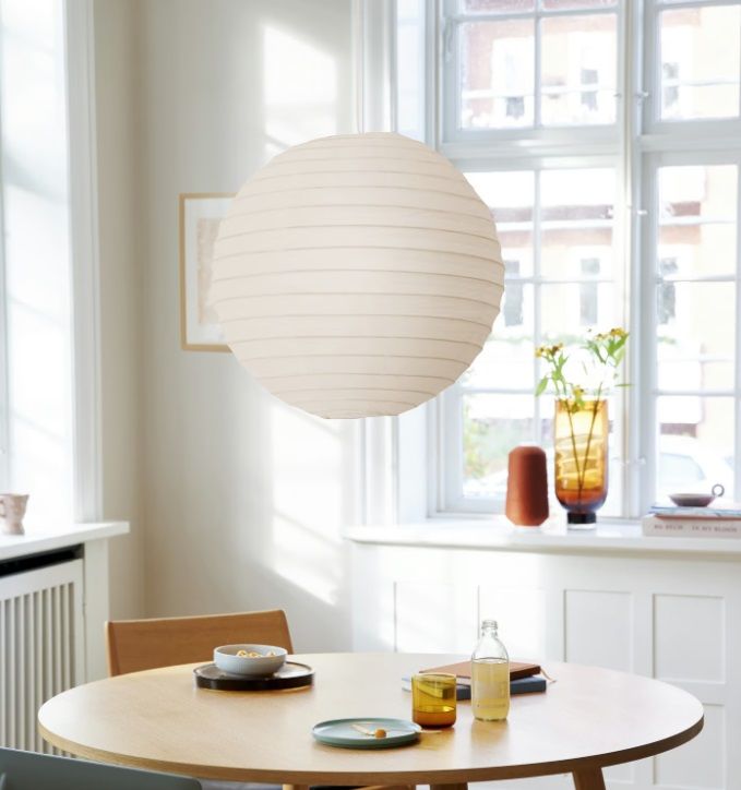 Lampa wisząca papierowa do salonu - biały lampion