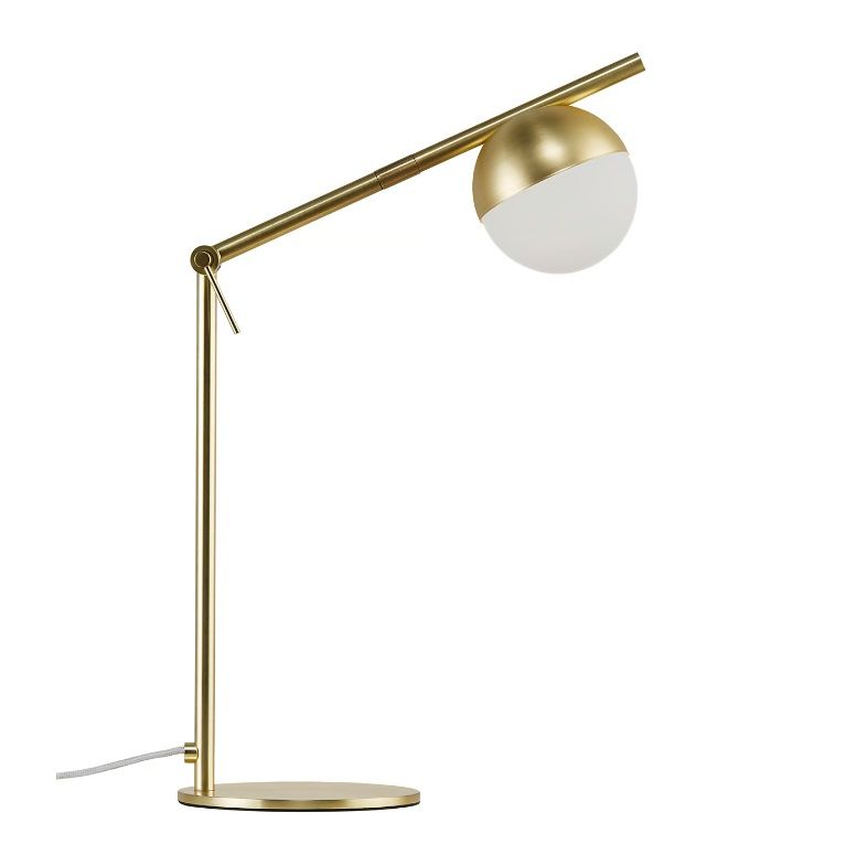 Złota lampa stołowa Contina - regulowana, art deco, mosiądz