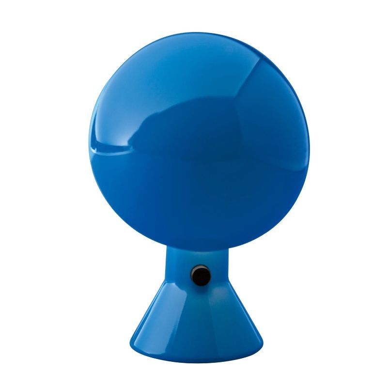 niebieska nowoczesna lampa stołowa z guzikiem