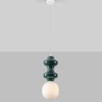 Ciemnozielona lampa wisząca Colorella 2 - ceramika