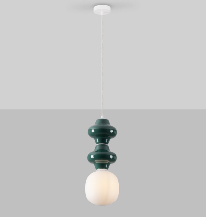 Ciemnozielona lampa wisząca Colorella 2 - ceramika