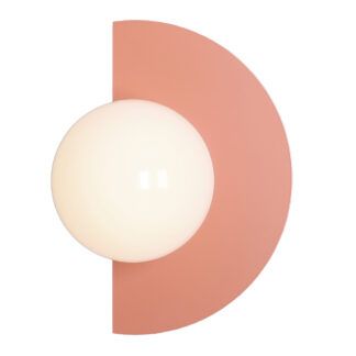 Lampa ścienna Loop - łososiowa z białym kloszem kula
