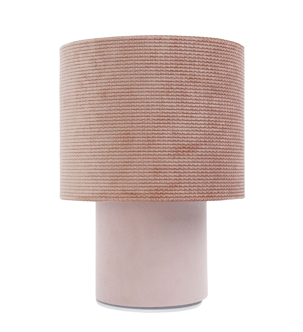 lampa stołowa z jasnym abażurem różowa
